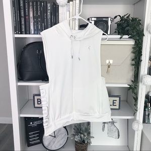 Puma White Sleeveless Hoodie